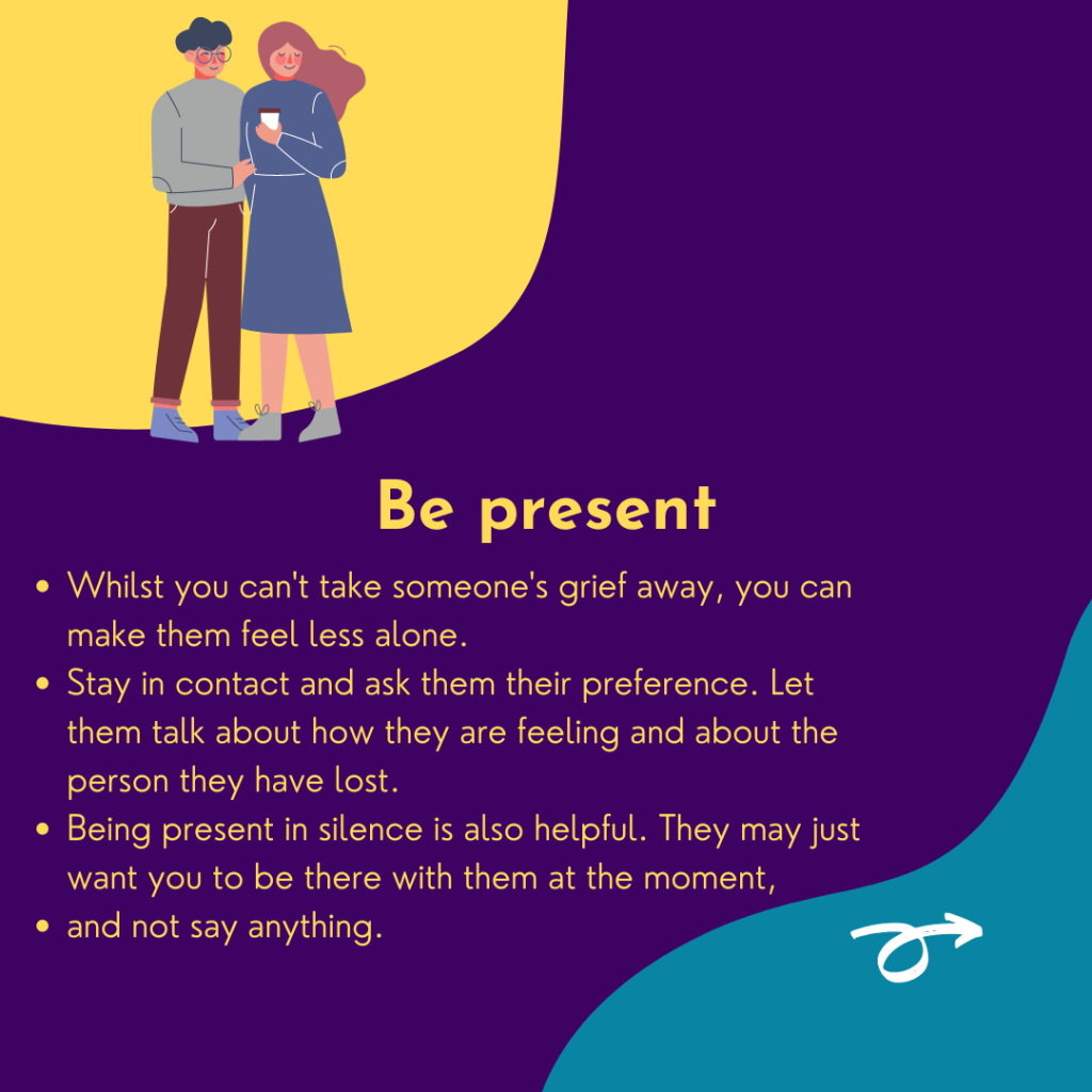 Being there for someone who is grieving, slide 2 of 9: Be present