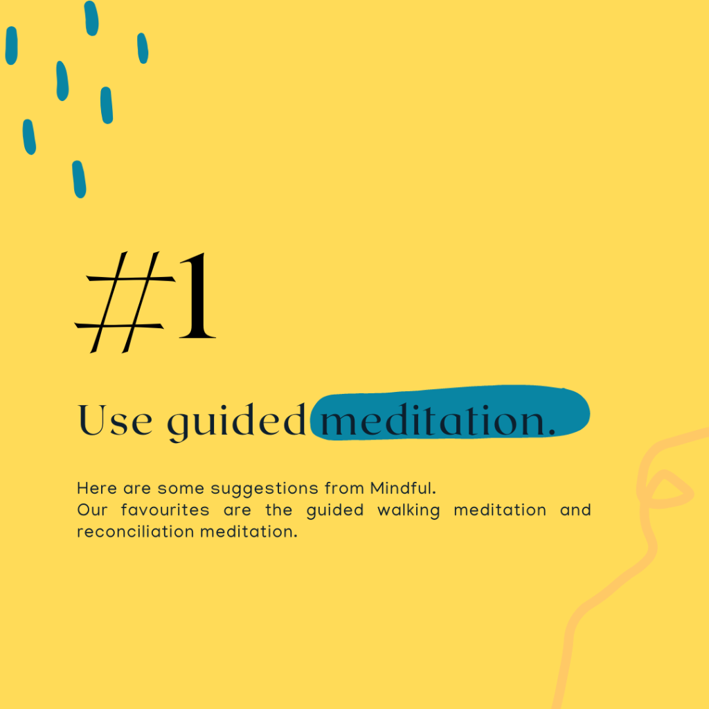 Tips to manage stress, slide 2 of 8: Use guided meditation