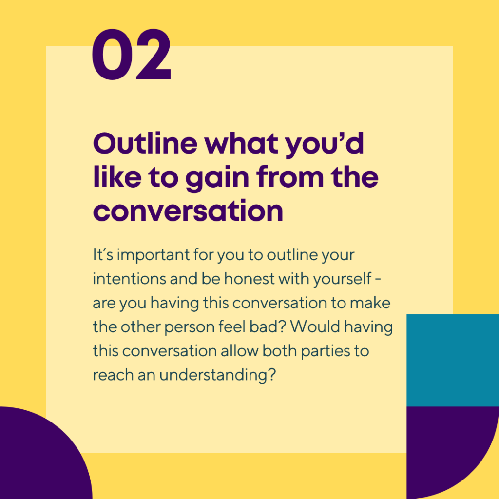 Having difficult conversations, slide 4 of 9: Outline what you'd like to gain from the conversation