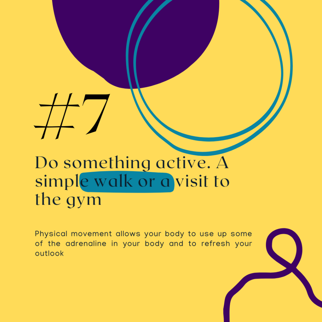 Tips to manage stress, slide 8 of 8: Do something active